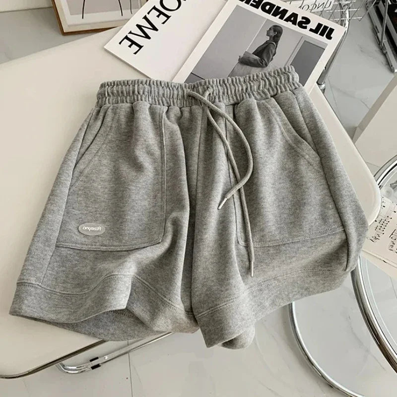 2026 Women's Comfortable Loose Wide - legged Drawstring A Pants Slim Waist Slim Fit Casual Home Versatile Sports Shorts New - Clothesfassion.store
