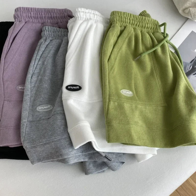 2026 Women's Comfortable Loose Wide - legged Drawstring A Pants Slim Waist Slim Fit Casual Home Versatile Sports Shorts New - Clothesfassion.store
