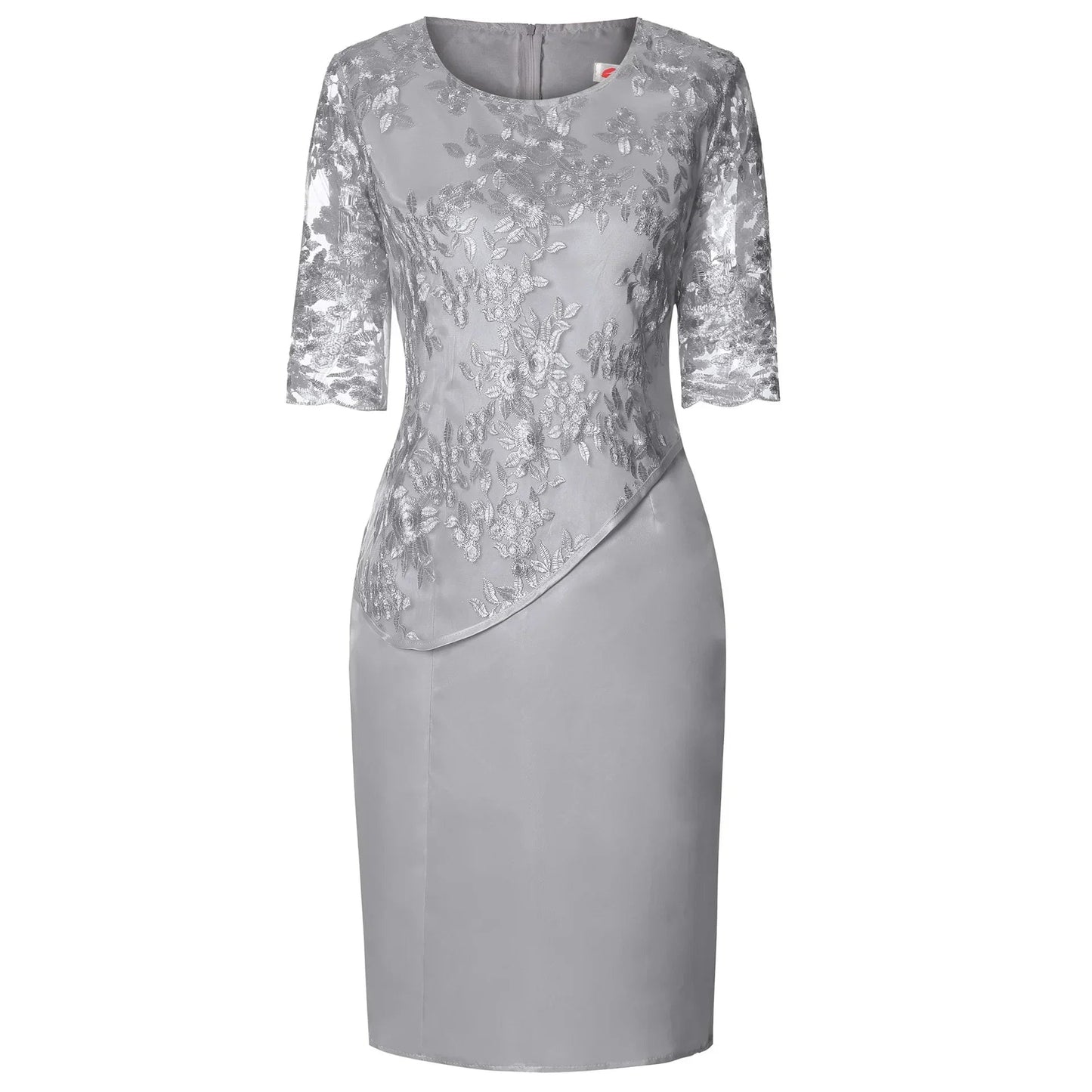 2026 Women's Large Size Midi Dress 5XL Elegant O - neck High - Waist Embroidery Lace 3/4 Sleeve Lady Evening Dress Female Clothing - Clothesfassion.store