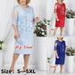 2026 Women's Large Size Midi Dress 5XL Elegant O - neck High - Waist Embroidery Lace 3/4 Sleeve Lady Evening Dress Female Clothing - Clothesfassion.store