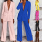 2pcs Casual Suit Lapel Button - down Blazer Jacket And Straight - leg Pants Office Commuting Business Trousers Set Clothing - Clothesfassion.store