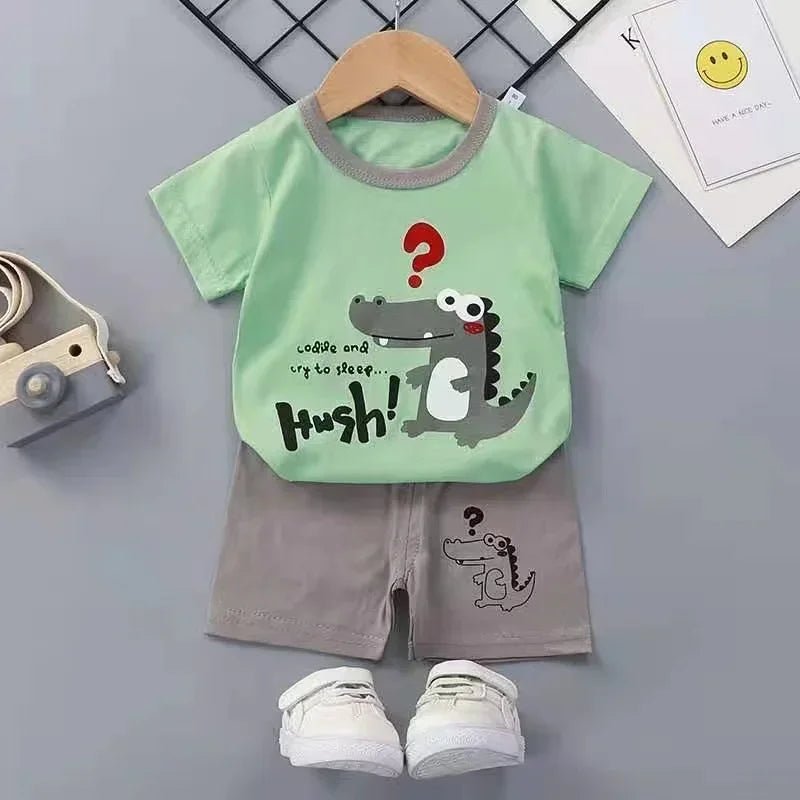 2PCS Children's Sets mother Kids Clothes Boys Girl T-shirt Shorts Summer Cotton Short sleeve Baby Children Clothing Toddler Suit - Clothesfassion.store