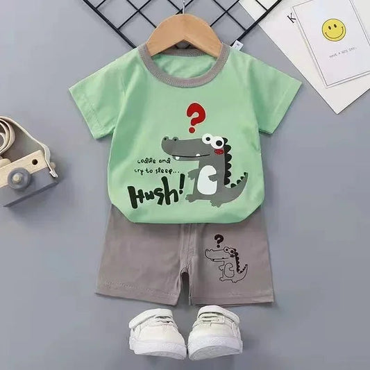 2PCS Children's Sets mother Kids Clothes Boys Girl T-shirt Shorts Summer Cotton Short sleeve Baby Children Clothing Toddler Suit - Clothesfassion.store