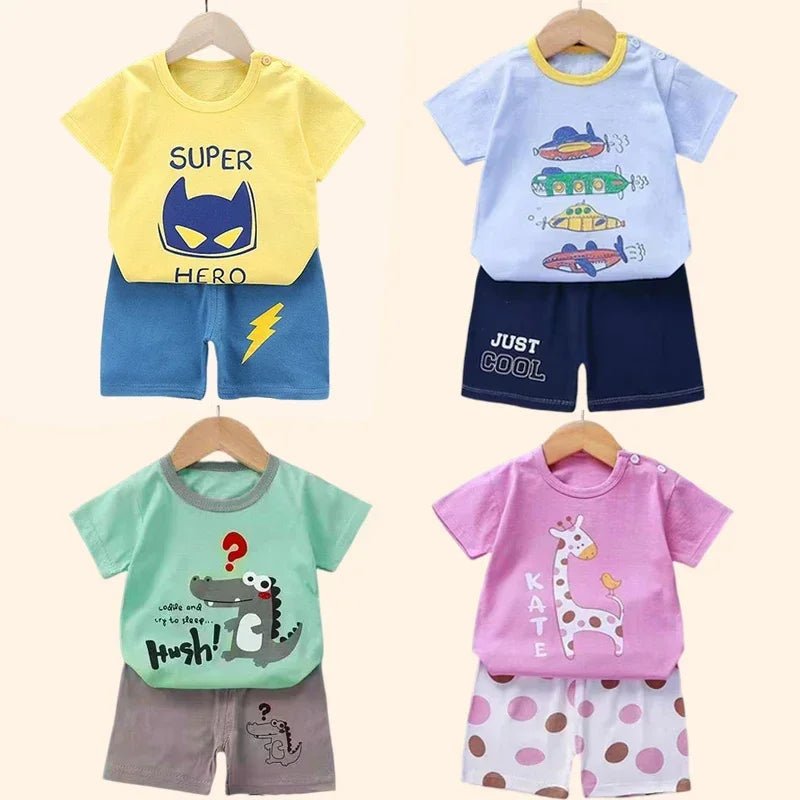 2PCS Children's Sets mother Kids Clothes Boys Girl T-shirt Shorts Summer Cotton Short sleeve Baby Children Clothing Toddler Suit - Clothesfassion.store