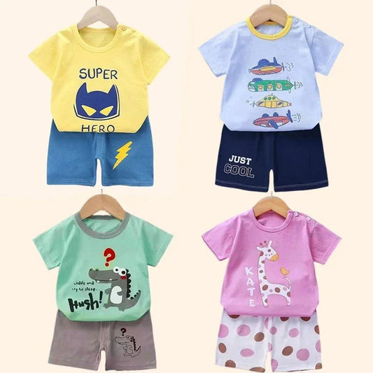 2PCS Children's Sets mother Kids Clothes Boys Girl T-shirt Shorts Summer Cotton Short sleeve Baby Children Clothing Toddler Suit - Clothesfassion.store