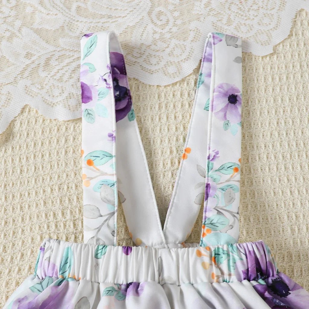 2PCS Newborn Baby Girl Clothing Set Short Sleeved Top+Strap Short Skirt Cute &Versatile Summer Clothes for Infant 1 - 12 Months - Clothesfassion.store