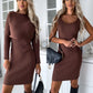 2pcs Suit Women's Solid Stripe Long - sleeved Top And Tight Suspender Skirt Fashion Autumn Winter Slim Clothing - Clothesfassion.store