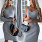 2pcs Suit Women's Solid Stripe Long - sleeved Top And Tight Suspender Skirt Fashion Autumn Winter Slim Clothing - Clothesfassion.store