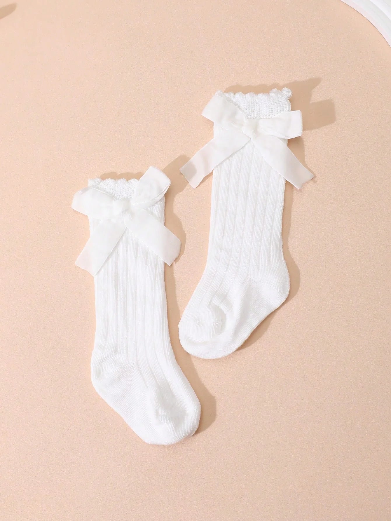 5 Pairs of Kids Knee High Socks with Bowknots Decoration, Cute Soft Breathable Long Striped Socks for Baby Girls Aged 0 - 72 Months - Clothesfassion.store