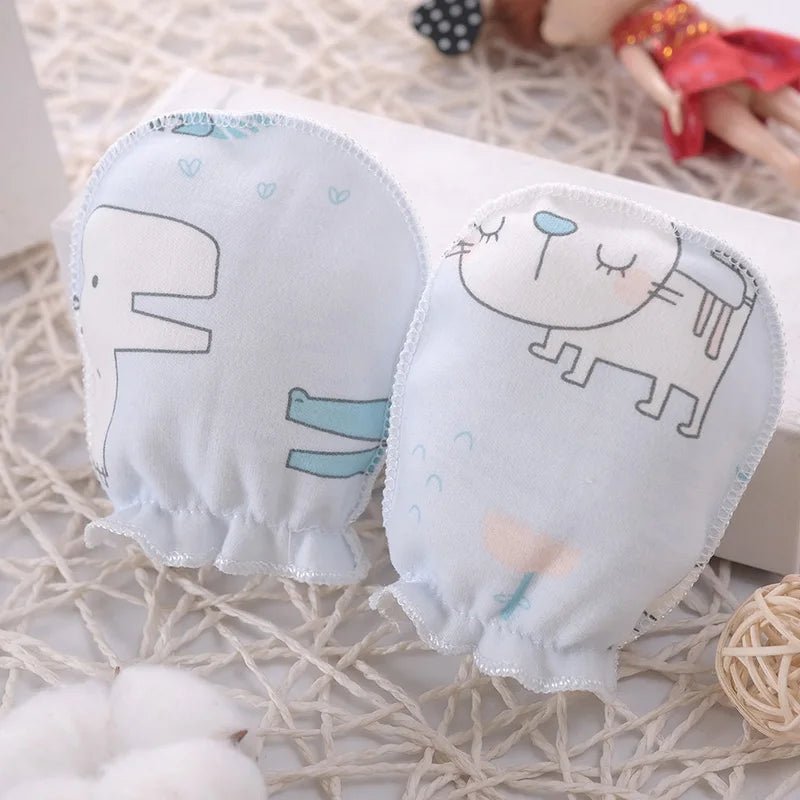 5 pairs/lot Newborn Baby Mittens Cotton Cartoon Soft Boys Girls Resuable Gloves 0 - 3M Baby Girl Boy Head Mittens - Clothesfassion.store