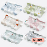 5Pairs/lot 0 - 2Y Infant Baby Socks Baby Socks for Girls Cotton Mesh Cute Newborn Boy Toddler Socks Baby Clothes Accessories - Clothesfassion.store
