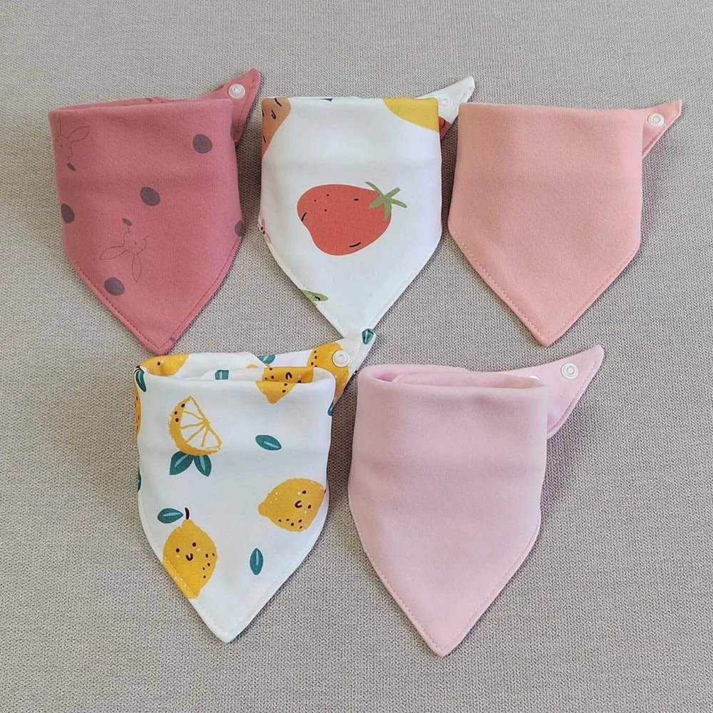 5pcs/lot Baby Bibs Triangle Double Cotton Bibs Cartoon Print Saliva Towel Baby Boys Girls Feeding Apron Cotton Bandana Bibs - Clothesfassion.store