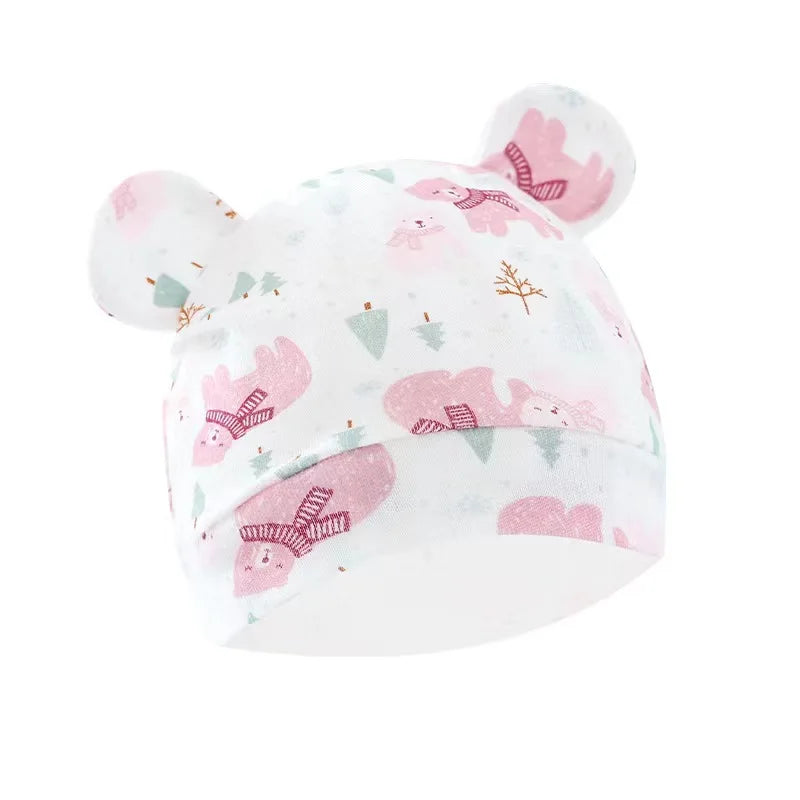 0-6Mouths Newborn Fetal Hat Cute Cartoon Baby Bear Beanies Spring Autumn Pure Cotton Pullover Cap Boys Girls Kids Warm Bonnet