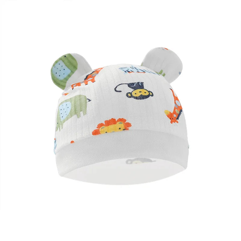 0-6Mouths Newborn Fetal Hat Cute Cartoon Baby Bear Beanies Spring Autumn Pure Cotton Pullover Cap Boys Girls Kids Warm Bonnet
