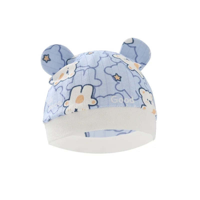 0-6Mouths Newborn Fetal Hat Cute Cartoon Baby Bear Beanies Spring Autumn Pure Cotton Pullover Cap Boys Girls Kids Warm Bonnet