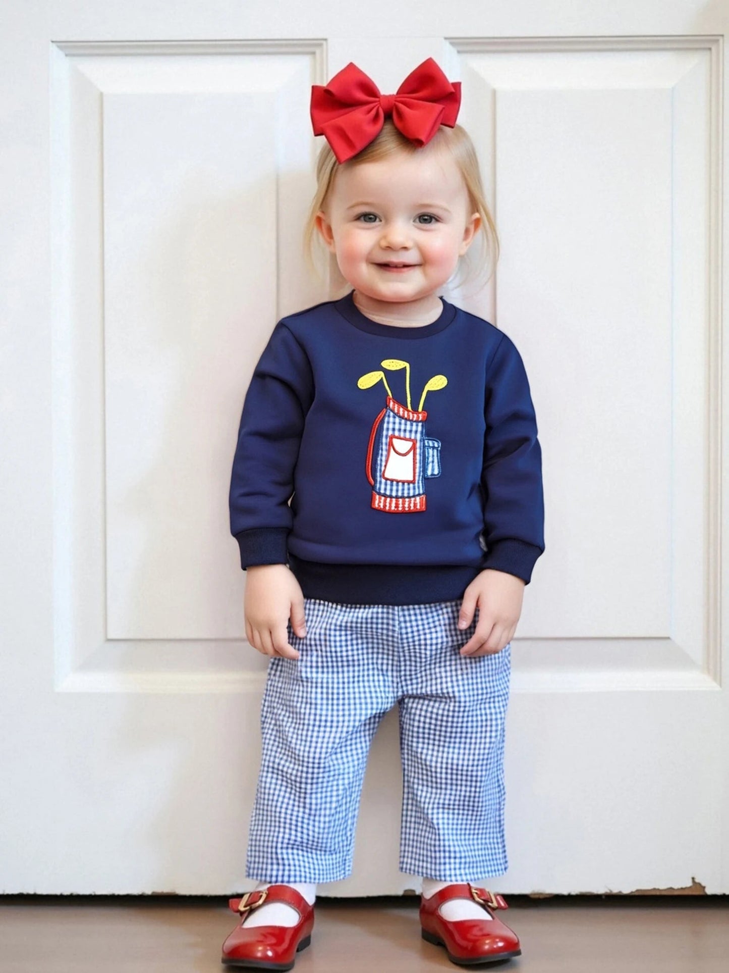 Adorable 2 Piece Autumn Ensemble with Cute Bear Applique Sweatshirt and Cozy Plaid Pants for Baby Boy or Girl Outfit - Clothesfassion.store