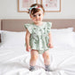 Adorable Infant Girl s Summer Ensemble with Cute Watermelon Embroidered Plaid Flutter Sleeve Blouse and Matching Shorts 2 - Clothesfassion.store