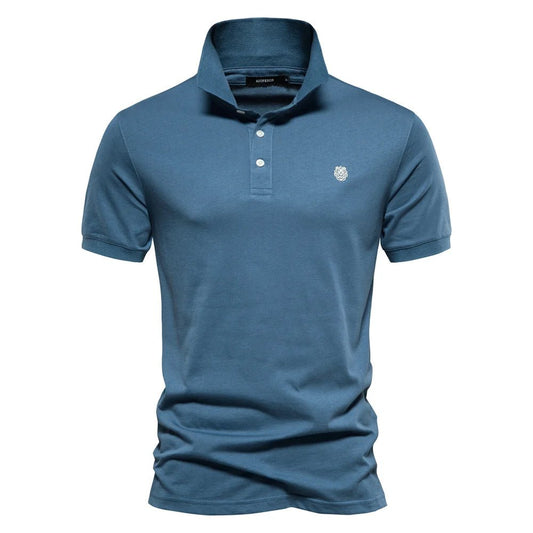 AIOPESON 100% Cotton Embroidery Men's Polo Shirts Solid Color Short Sleeve Polo Shirts for Men New Summer Brand Social Polos Men - Clothesfassion.store