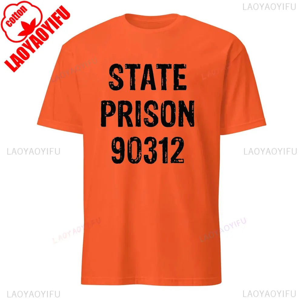 Alcatraz Psycho Ward T-Shirt Prisoner Halloween Orange Tees Costume Halloween Outfit for Men Convict Summer Casual Cotton Tops - Clothesfassion.store