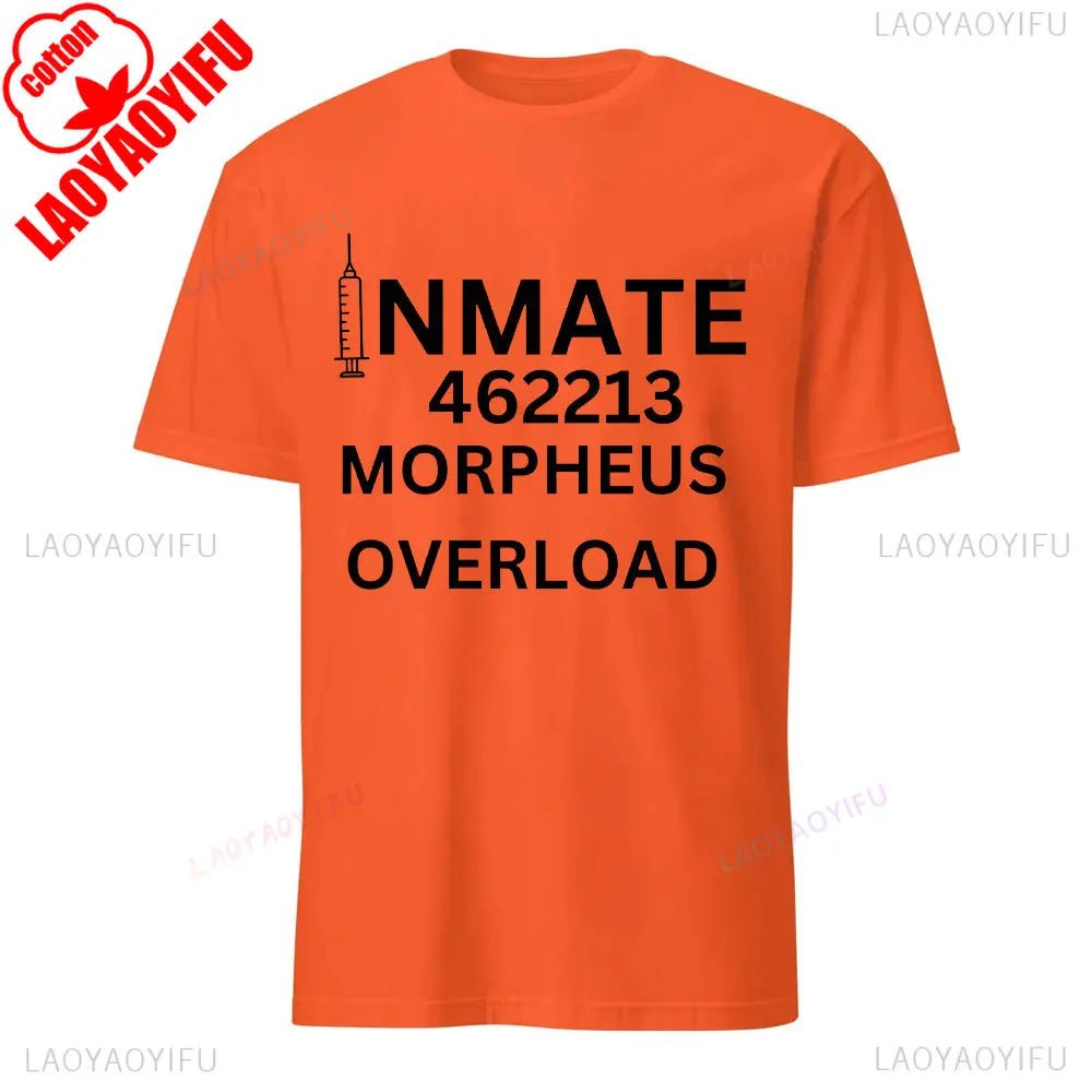 Alcatraz Psycho Ward T-Shirt Prisoner Halloween Orange Tees Costume Halloween Outfit for Men Convict Summer Casual Cotton Tops - Clothesfassion.store