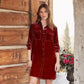 All - matching Loose Casual Velvet Knee - length Long Sleeve Short Dress - Clothesfassion.store