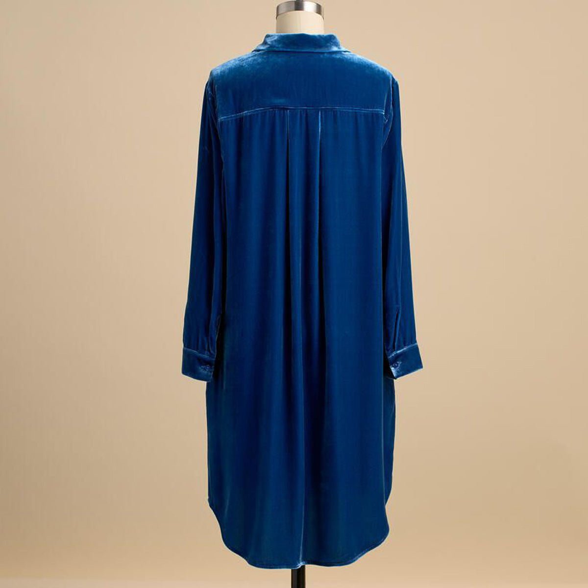All - matching Loose Casual Velvet Knee - length Long Sleeve Short Dress - Clothesfassion.store