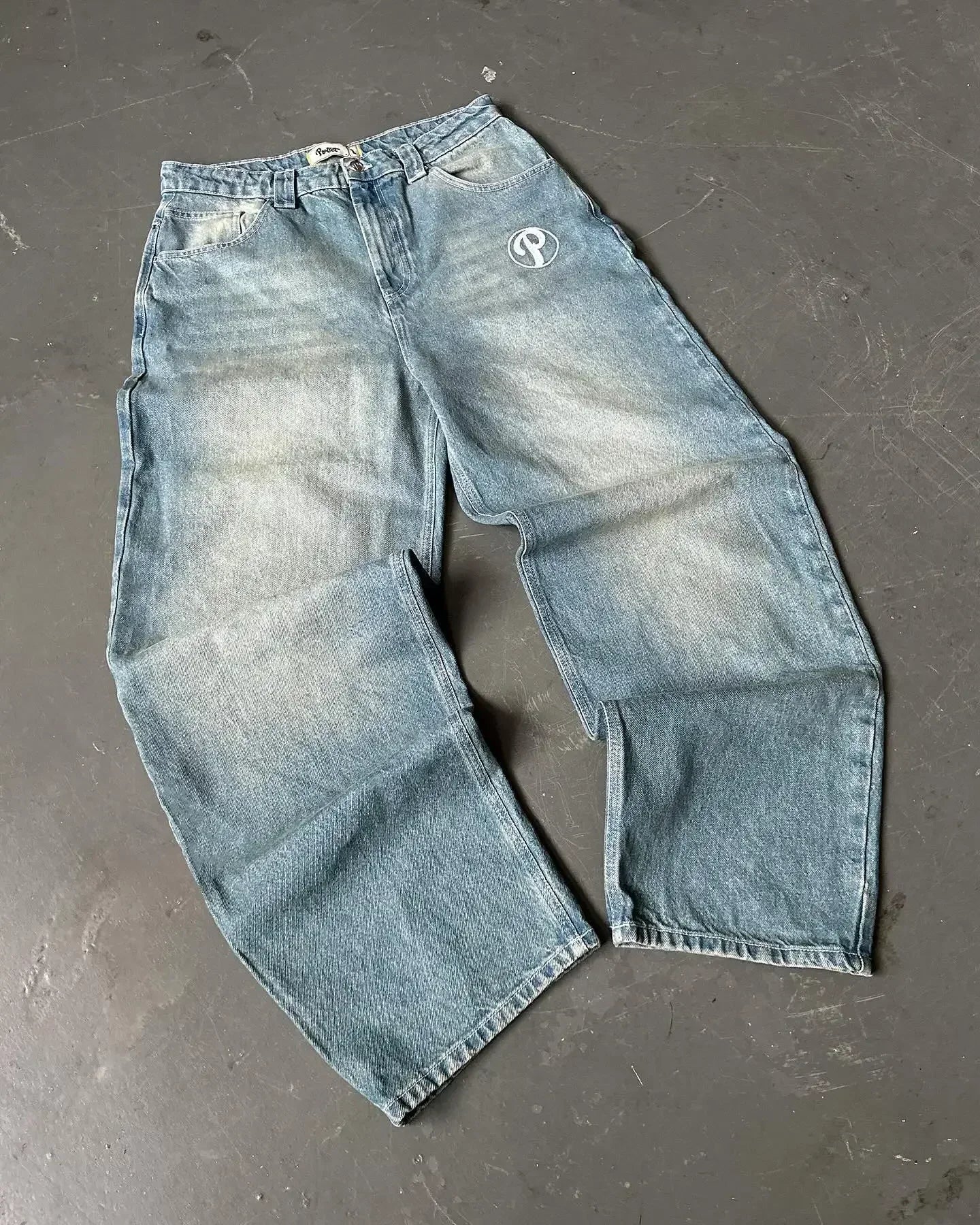 American Hip - hop Retro Loose Jeans Women's Y2K New Tide Harajuku High Waist Wide leg Pants Gothic Wide Pants Street Pants Male - Clothesfassion.store