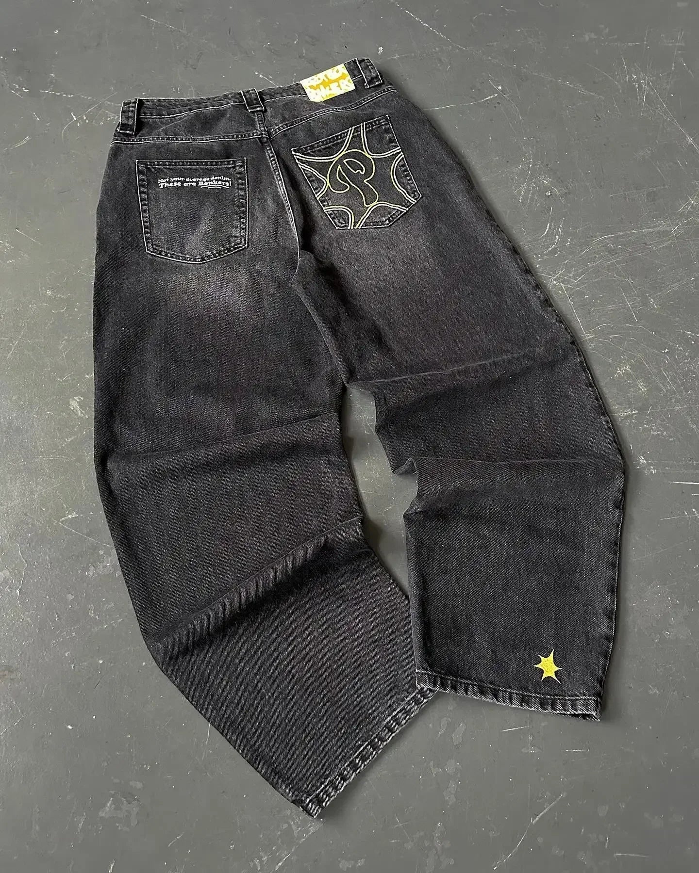 American Hip - hop Retro Loose Jeans Women's Y2K New Tide Harajuku High Waist Wide leg Pants Gothic Wide Pants Street Pants Male - Clothesfassion.store