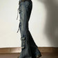 American Vintage Street Style Y2K Jeans Women's High - street Multi - pocket Cargo Flared Floor - grazing Jeans Casual Punk Long Pants - Clothesfassion.store