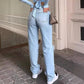 Ankle Length Ripped Holes Jean Straight Jeans Women High Waist Denim Pants Loose Washed Distressed Zipper Fly Streetwear - Clothesfassion.store
