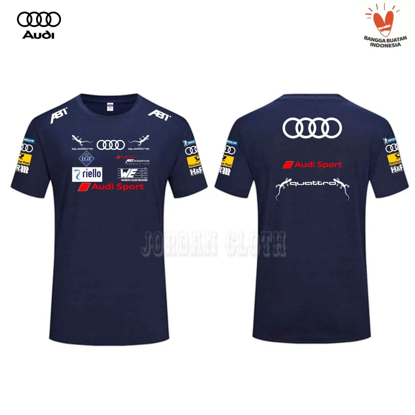 Audi Sport Racing Team T-shirt, Racing Driver Printed T-shirt, Racing Team Short - sleeved Fan Loose and Comfortable T-shirt - Clothesfassion.store