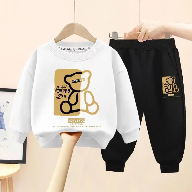Autumn Baby Girls Clothes Set Kid Boy Cartoon Bear Printed Sweatshirt Pullover And Pants 2pcs Suit Children Top Bottom Tracksuit - Clothesfassion.store