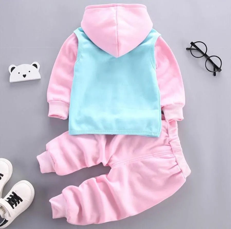 Autumn Winter Baby Boys Clothes Sets Thick Fleece Cartoon Bear Jacket Vest Pants 3Pcs Cotton Sport Suit For Girls Warm Outfits - Clothesfassion.store