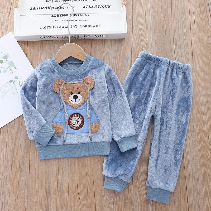 Autumn Winter Children Clothing Baby Pajamas Set Thick Flannel Fleece Child Sleepwear 2Pcs Sets Warm Home Suits Kids Clothes - Clothesfassion.store