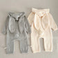 Autumn Winter Newborn Baby Boys Girl Knitted Jumpsuit Solid Color Knitting Hooded Infant Baby Bodysuits Children Knitted Clothes - Clothesfassion.store