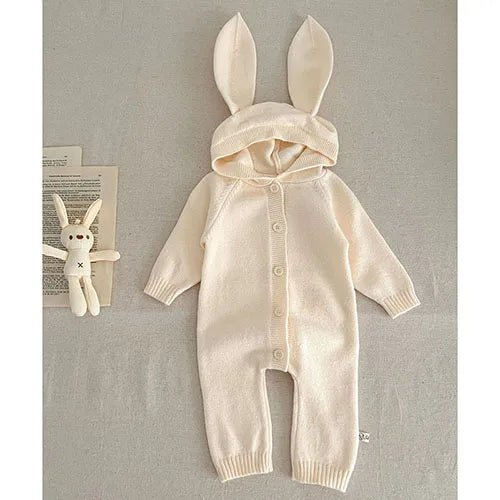Autumn Winter Newborn Baby Boys Girl Knitted Jumpsuit Solid Color Knitting Hooded Infant Baby Bodysuits Children Knitted Clothes - Clothesfassion.store