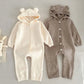 Autumn Winter Newborn Baby Boys Girl Knitted Jumpsuit Solid Color Knitting Hooded Infant Baby Bodysuits Children Knitted Clothes - Clothesfassion.store