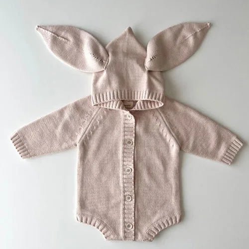 Autumn Winter Newborn Baby Boys Girl Knitted Jumpsuit Solid Color Knitting Hooded Infant Baby Bodysuits Children Knitted Clothes - Clothesfassion.store