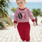 Baby Boy Autumn Clothing Set Rugby Embroidery Pattern Stripe Long Sleeve Sweatshirt Elastic Waist Solid Trousers 2 - Piece Suit - Clothesfassion.store