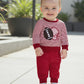 Baby Boy Autumn Clothing Set Rugby Embroidery Pattern Stripe Long Sleeve Sweatshirt Elastic Waist Solid Trousers 2 - Piece Suit - Clothesfassion.store