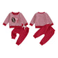 Baby Boy Autumn Clothing Set Rugby Embroidery Pattern Stripe Long Sleeve Sweatshirt Elastic Waist Solid Trousers 2 - Piece Suit - Clothesfassion.store
