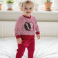 Baby Boy Autumn Clothing Set Rugby Embroidery Pattern Stripe Long Sleeve Sweatshirt Elastic Waist Solid Trousers 2 - Piece Suit - Clothesfassion.store