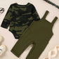 Baby Boy camouflage long - sleeved monogrammed Clothes, 2Pcs Newborn Infant Boy Romper Outfits 0 - 18 Months Bib Overalls Pants Set - Clothesfassion.store