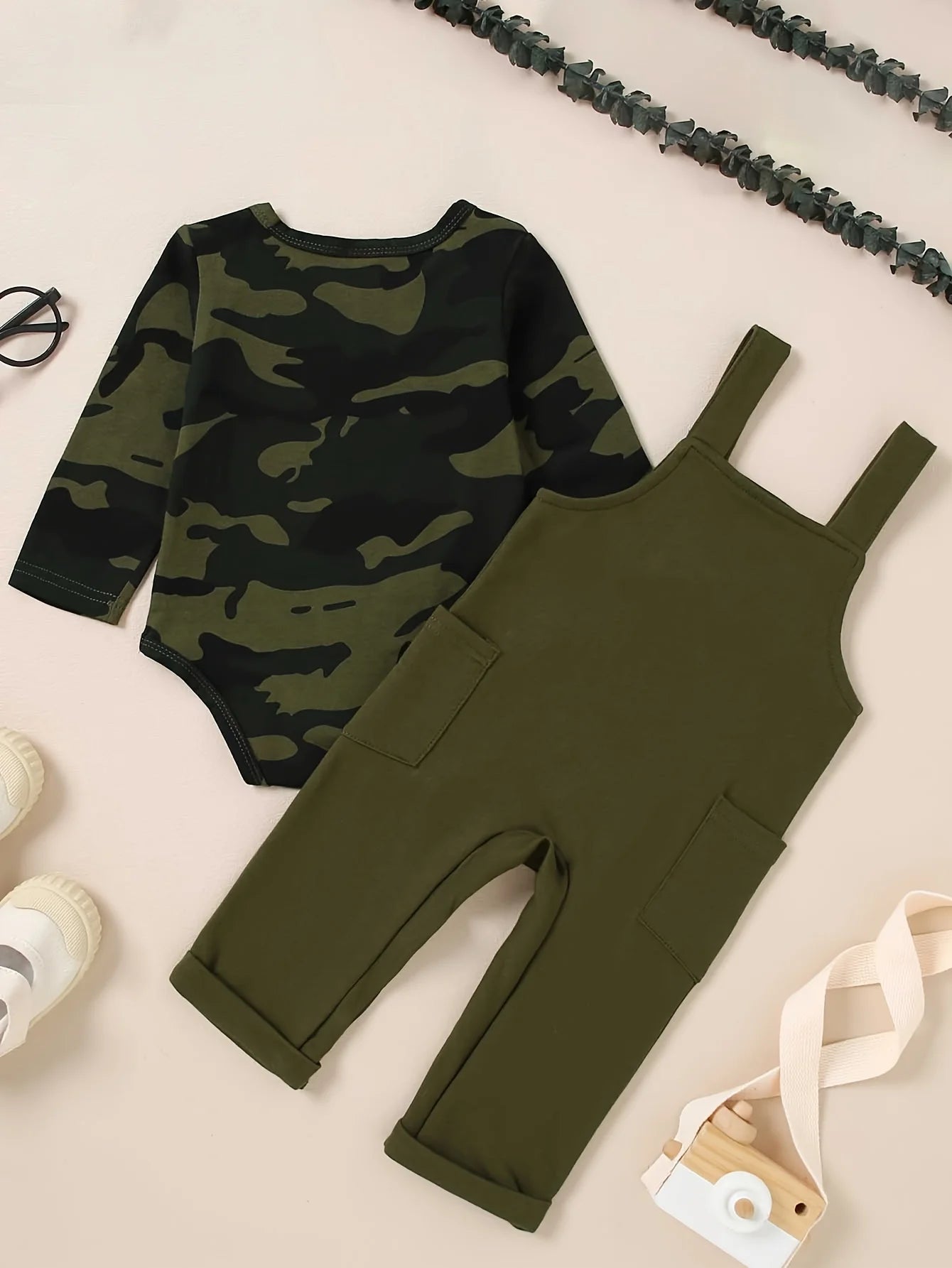 Baby Boy camouflage long - sleeved monogrammed Clothes, 2Pcs Newborn Infant Boy Romper Outfits 0 - 18 Months Bib Overalls Pants Set - Clothesfassion.store