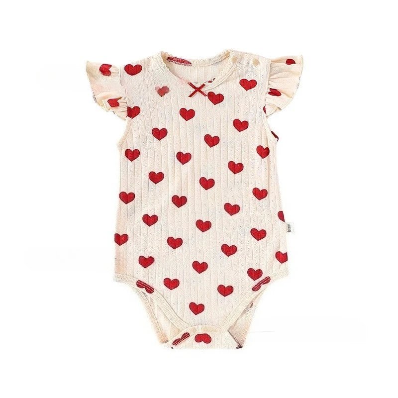 Baby Clothes Summer Baby Bodysuit Newborn Boys Girls One - Pieces Cotton Round Neck Flying Sleeves Onesie Cute Infant Romper - Clothesfassion.store