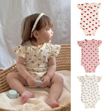 Baby Clothes Summer Baby Bodysuit Newborn Boys Girls One - Pieces Cotton Round Neck Flying Sleeves Onesie Cute Infant Romper - Clothesfassion.store