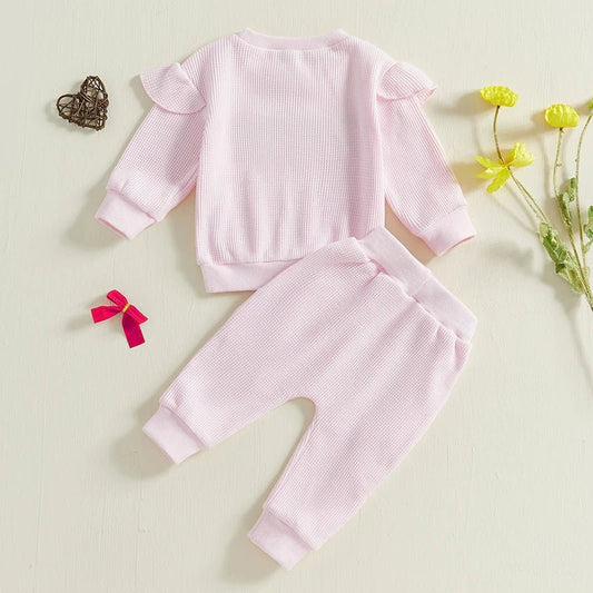 Baby Girl Clothes Infant Fall Winter Outfits Be Mine Long Sleeve Crewneck Sweatshirts Pants Outfits Set 0 - 24M - Clothesfassion.store