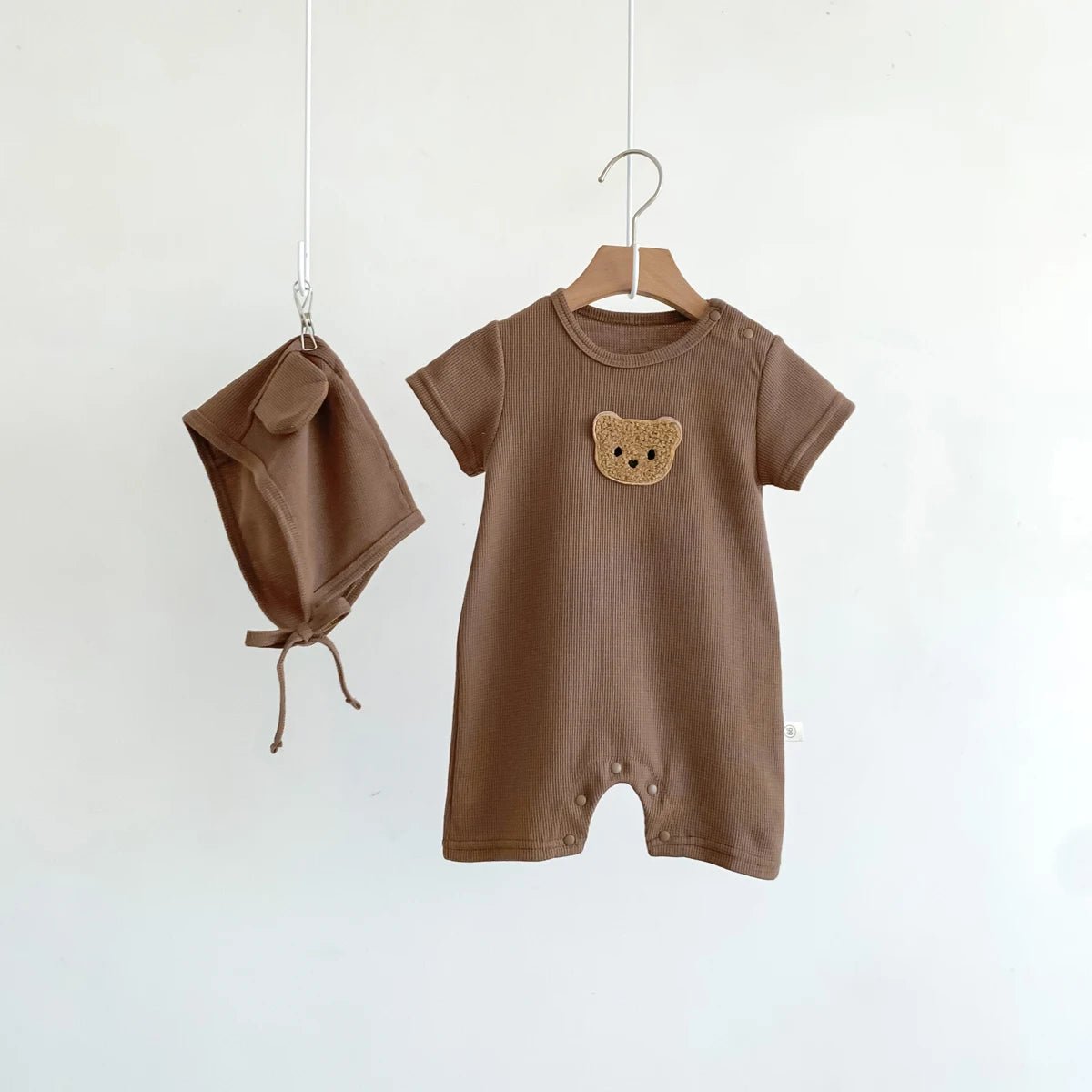 Baby jumpsuit summer waffle bear baby clothes baby short - sleeved jumpsuit, super cute summer outdoor clothes for boys and girls - Clothesfassion.store