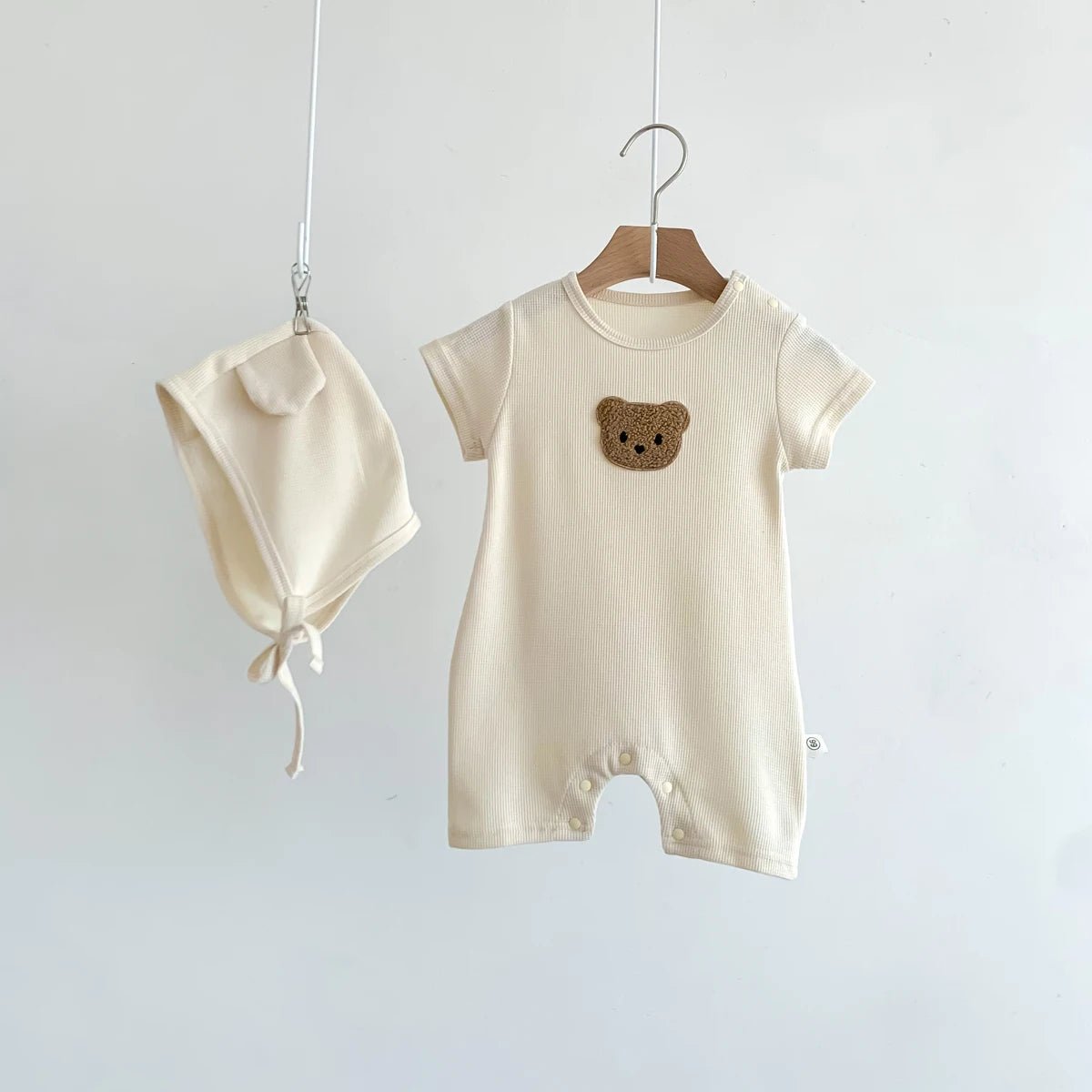 Baby jumpsuit summer waffle bear baby clothes baby short - sleeved jumpsuit, super cute summer outdoor clothes for boys and girls - Clothesfassion.store