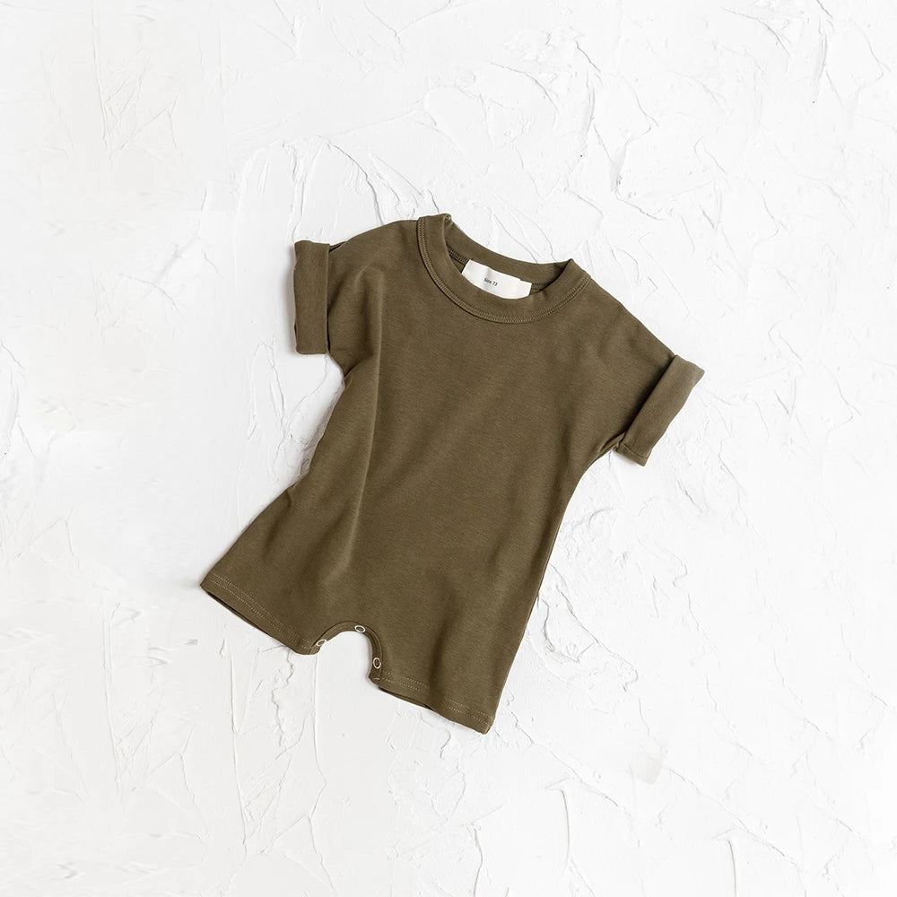 Baby Rompers Summer Solid Boy One piece Short Sleeve New Born Cotton Clothes Baby Girl Bodysuit Onesies Newborn Baby Clothes - Clothesfassion.store